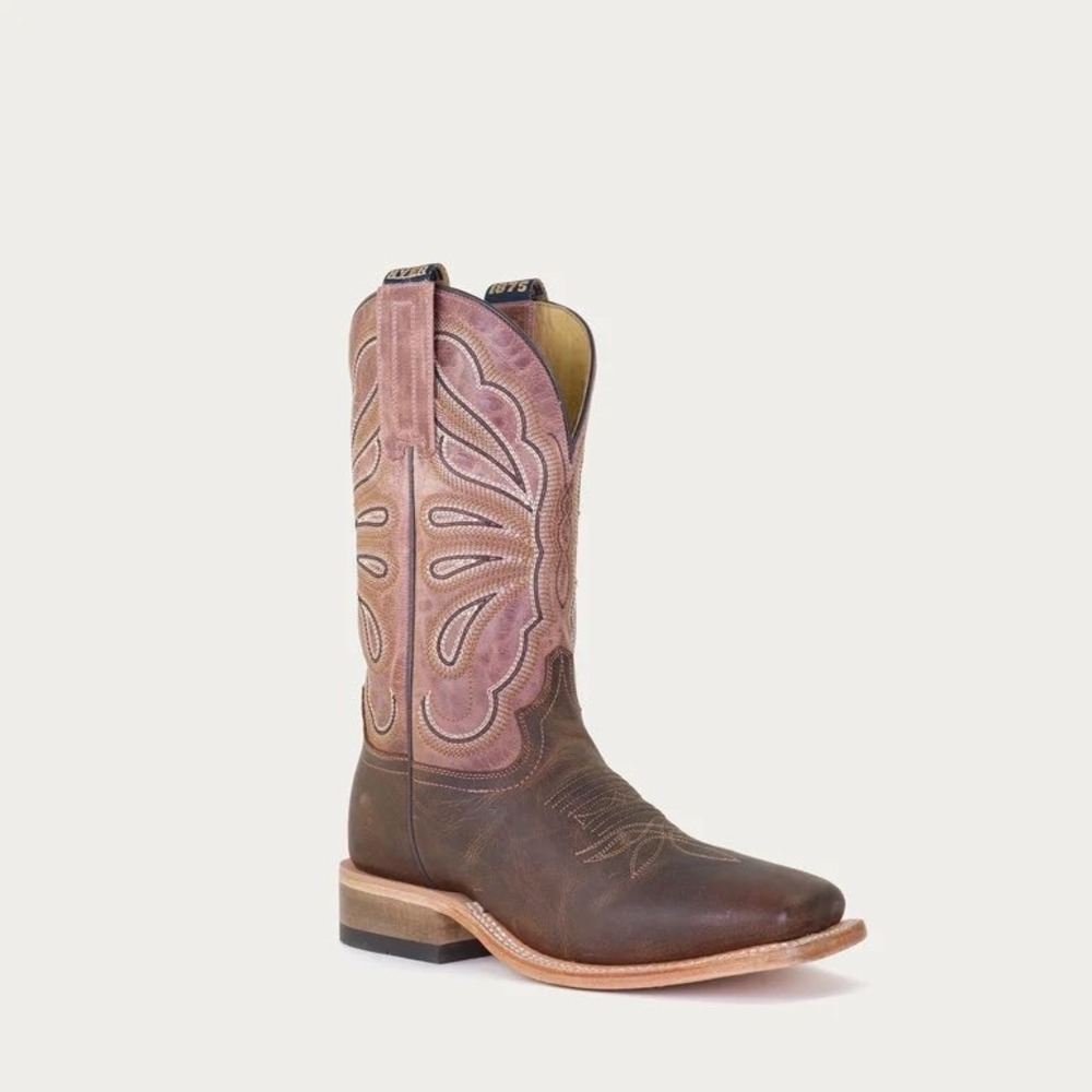 Hyer Lola Women Brown Cowhide Pink Goat Western Boots HW41020 Size 8.5